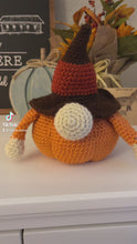 Load and play video in Gallery viewer, Fall Gnome Decor, Crochet Pumpkin Gnome, Autumn Decoration
