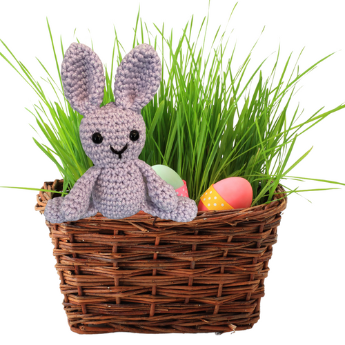 Lavender Crochet Bunny in a Basket