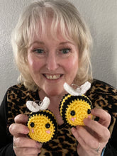Load image into Gallery viewer, Little Bee Keychain, Bee Keychain, Crocheted Bumble Bee Keychain , Crocheted Bee Keychain, Bumble Bee Keychain, Bee Keychain, Stocking Stuffers, Teacher Gift
