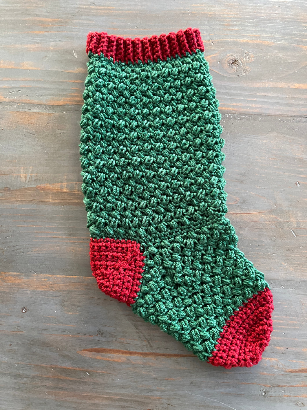 Crochet Christmas Stocking - Green and Red