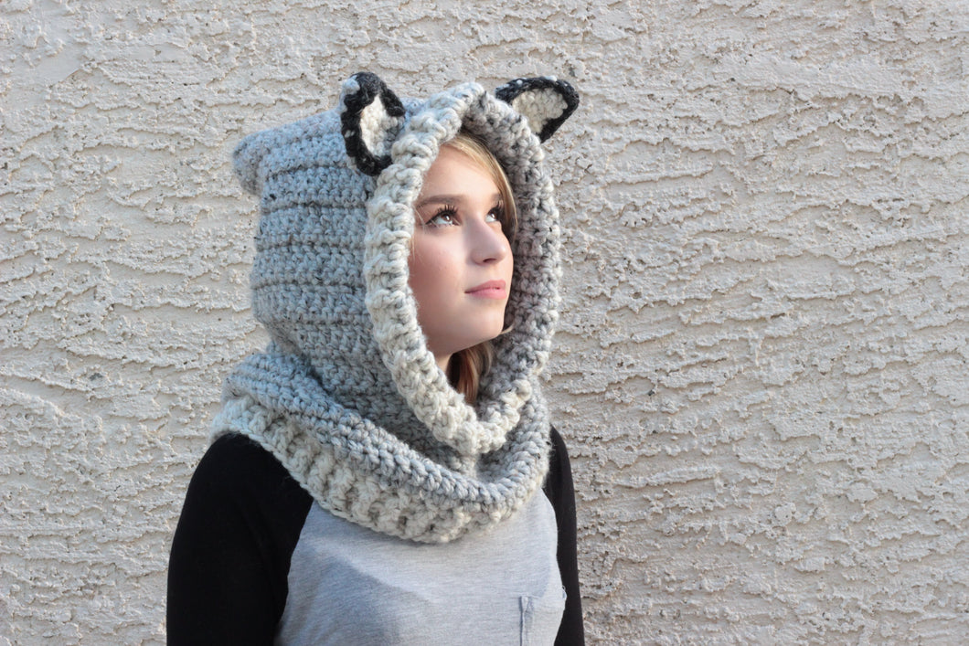 Crochet Hooded Wolf Cowl - Adults