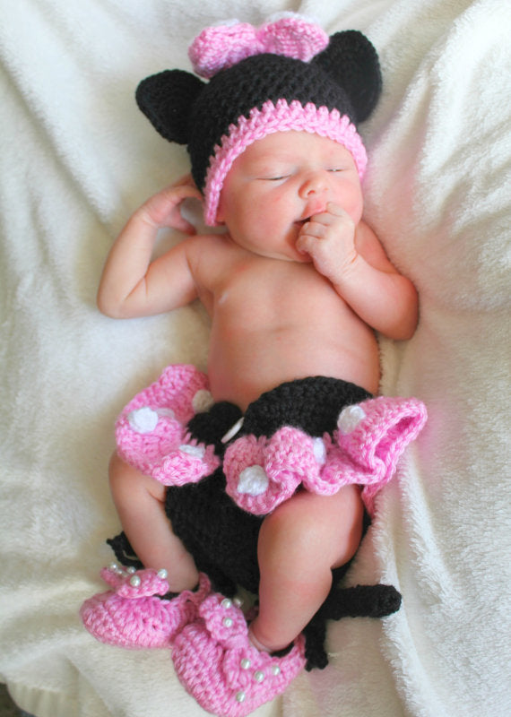 Crochet Minnie Mouse - Diaper Cover and Hat